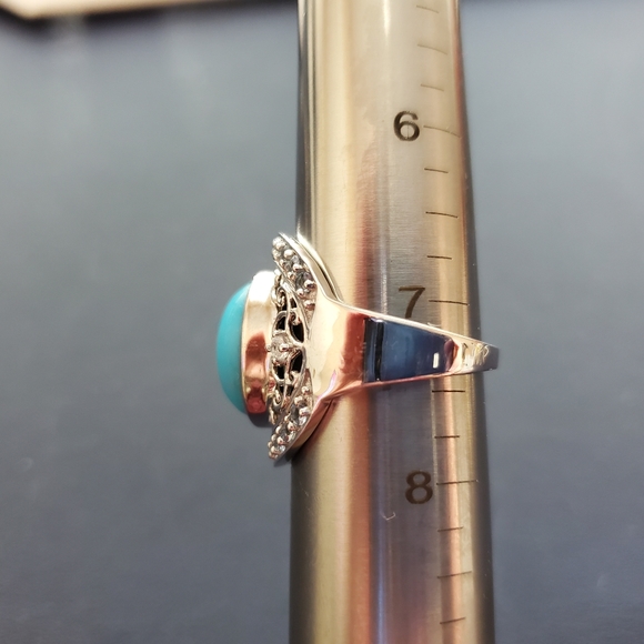 Sterling Turquoise Blue Topaz Ring 7.25 - Picture 14 of 15